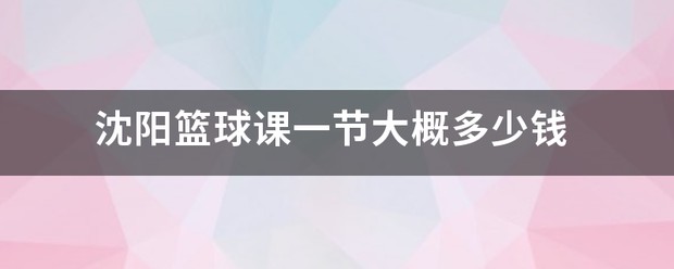沈阳篮球训练营收费标准